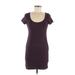 H&M Casual Dress - Mini Scoop Neck Short Sleeve: Purple Solid Dresses - Women's Size Medium