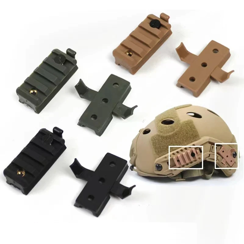BOOIU 2PCS Helm Schiene Slider Taktische Airsoft Helm Schiene Zubehör Kunststoff Taschenlampe Halterung Set Schnelle Stil Helm Schiene Adapter Image