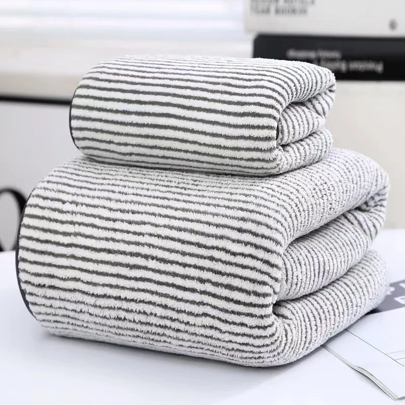 Set di asciugamani a righe in bambù ad asciugatura rapida per set di asciugamani da bagno o asciugamani da bagno morbidi e assorbenti