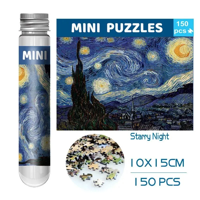 150 Stück Reagenzglas-Puzzle, weltberühmtes Gemälde, Van Gogh, die Sternennacht, Weihnachtsgeschenk Image