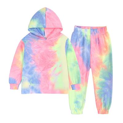 Unisex Boys Girls' 3D Tie Dye Sports Suit HoodieSet Tracksuits Long Sleeve Spring Fall Daily Casual Comfort Kids 4-12 Years Hooded Outdoor Vacation Sports Tailored Fit