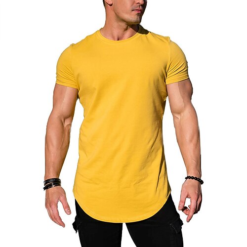 Herren Lauf-T-Shirt Kurzarm T-Shirt Lässig Athleisure Sommer Einfarbig Schnelltrocknend Weich Atmungsaktiv Fitnesstraining Gehen Joggen Sportbekleidung Sportkleidung Blau Schwarz Weiß Image