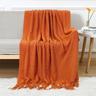 Throw Blankets for Couch with Tassel,Burnt Orange Knitted Throw Blanket for Bed, Super Soft Warm Large Throws for Home