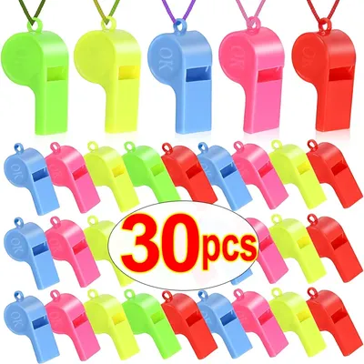 Color Whistle with Rope Fun Noise Making Whistles for Party Sports Party Favors Multifunction