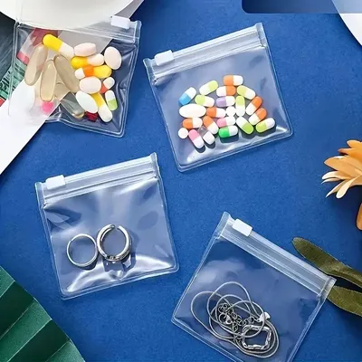 5pcs Self-Sealing Reusable Pill Pouch for Travel Medication and Small Items - Convenient and Secure