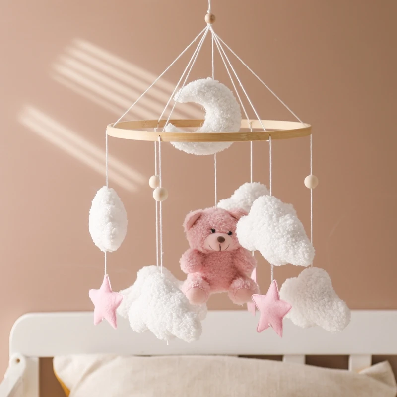 Giocattolo sonaglino mobile per culla per neonati 0-12 mesi, in morbido feltro, con orsetto, campanello da letto, supporto per giocattoli da appendere, regalo per culla