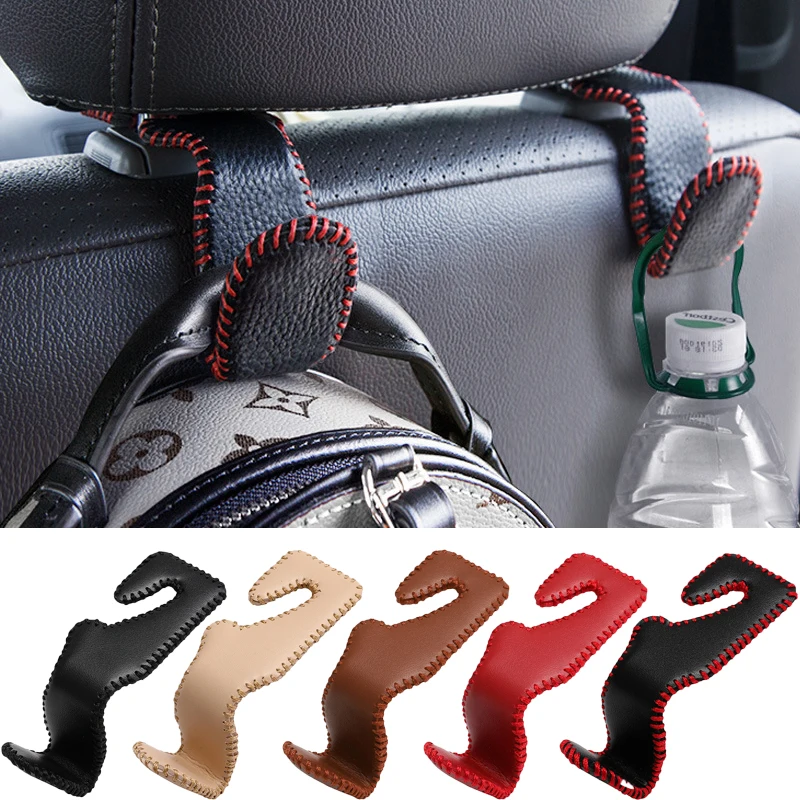 2/4 pz ganci in pelle seggiolino Auto poggiatesta gancio Auto sedile posteriore organizzatore gancio borsa vestiti staffa accessori interni Auto