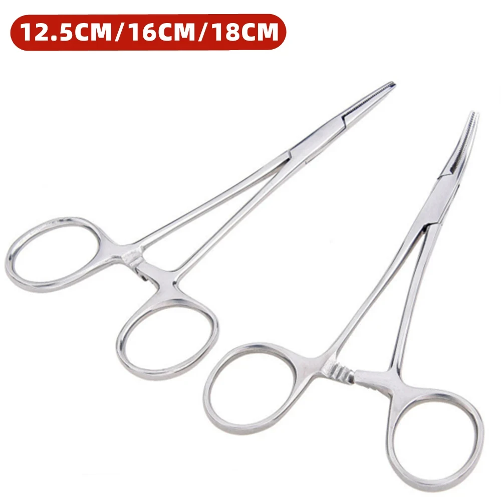 1pc Pinze Emostatiche In Acciaio Inox Pinze Chirurgiche Strumento Emostatico Morsetti di Bloccaggio Pinze Pinze Da Pesca Punta Curva/Dritta