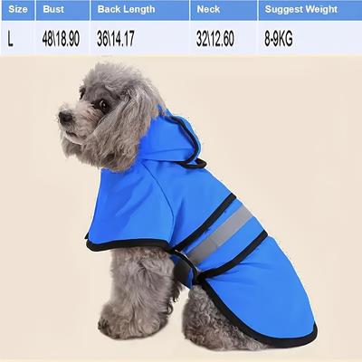 TEMU Reflective Waterproof Dog Raincoat, Adjustable Lightweight Pet Rain Gear, Use, Polyester Material Image