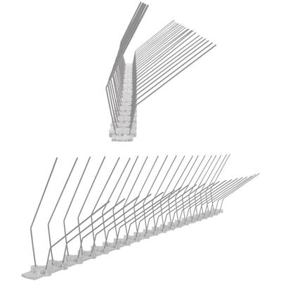 5 Meter (10 x 0,5m) Taubenspikes Dachrinne 2-reihig auf Polycarbonat - hochwertige Lösung für