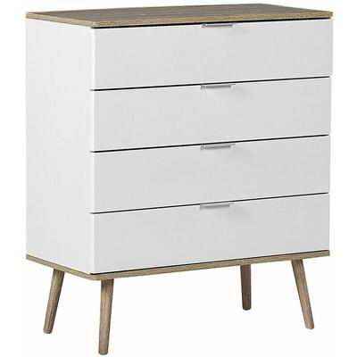 Kommode Weiß/heller Holzfarbton mdf Platte Kiefernholz 40 x 79 x 93 cm Modern Skandinavischer Stil Image