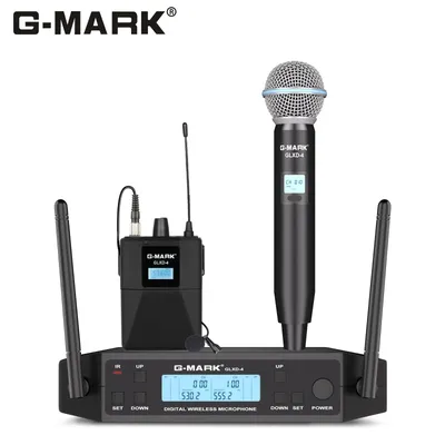 Wireless Lavalier Microphone G-MARK GLXD4 UHF Professional Headset Clip Mic Bodypack Frequency