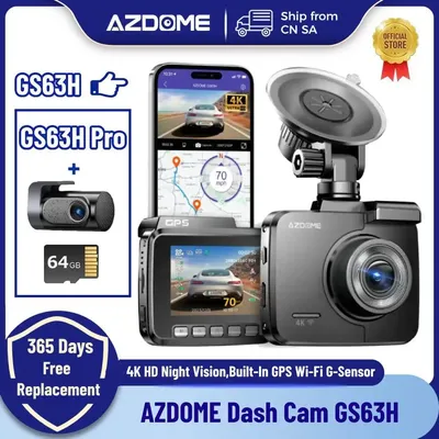 AZDOME Dash Cam GS63H 4K Car Camera Built-In GPS Wi-Fi Car DVR Upgrade Dashcam G-Sensor Motion