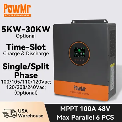 PowMr Split Phase Solar Inverter 48V MPPT Hybrid Solar Inverter 5KW 10KW 20KW 30KW 100A 120V 208V