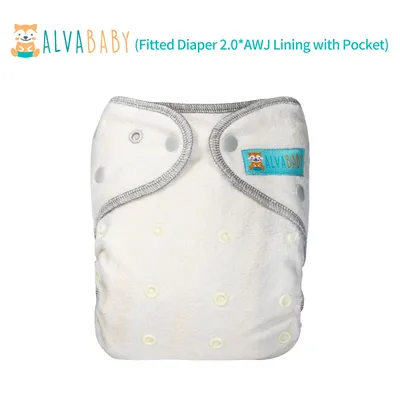 U Pick ALVABABY AWJ Lining with Pocket Bamboo Fitted Diaper Baby Reusable Cloth Diapers Choice for