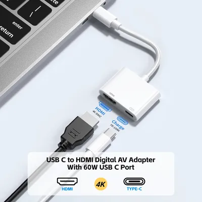 USB C to HDMI Adapter for iPhone 15 Type C Digital AV Adapter 4K Sync Screen Connector for iPhone 15