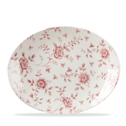 Churchill Super Vitrified Vintage Prints Cranberry Rose Chintz Oval Coup Platte, 6 Stück, 31,7x25,5cm Image