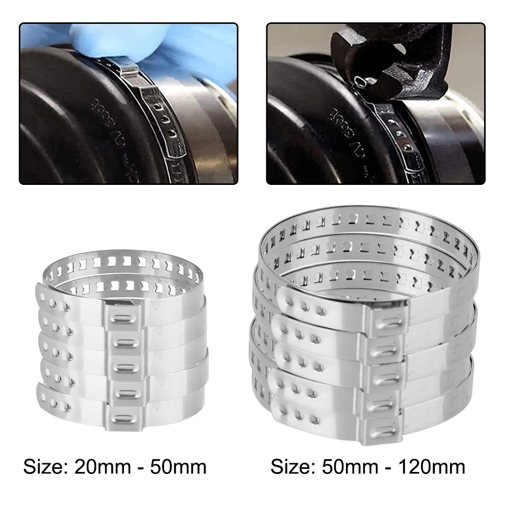 5Pcs 20-50/50-120mm Einstellbare Auto Befestigungen Achse CV Joint Boot Crimp Clamp Kit antriebswelle Ball Käfig Clips Auto Zubehör Image