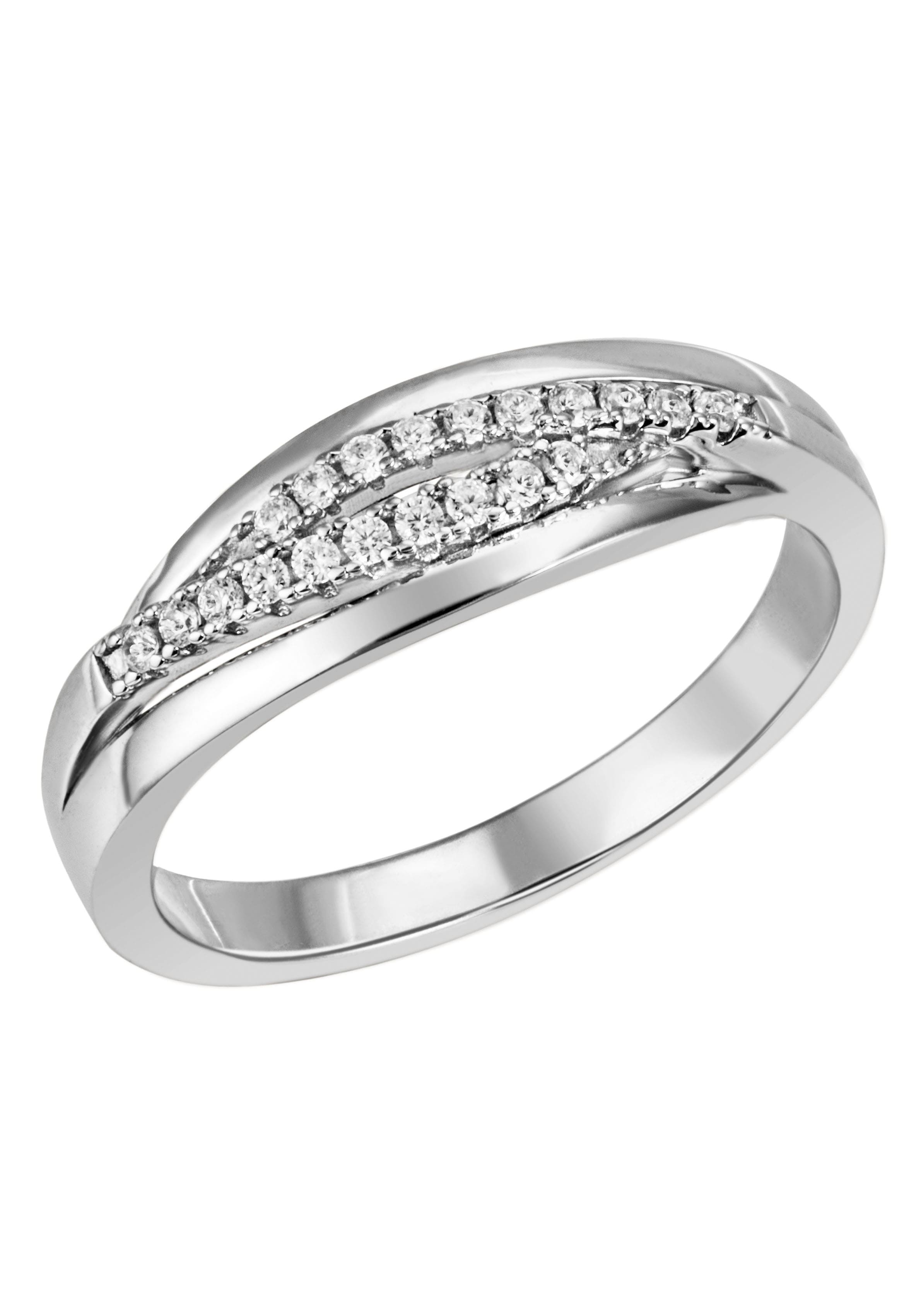 Fingerring FIRETTI "Schmuck Geschenk Silber 925 Silberring Ring glitzernd" Gr. 54, silber (silberfarben, kristallweiß), Fingerringe, Damen, 54, Silber 925 (Sterlingsilber), 2,2mm, mit Zirkonia (synth.) Image