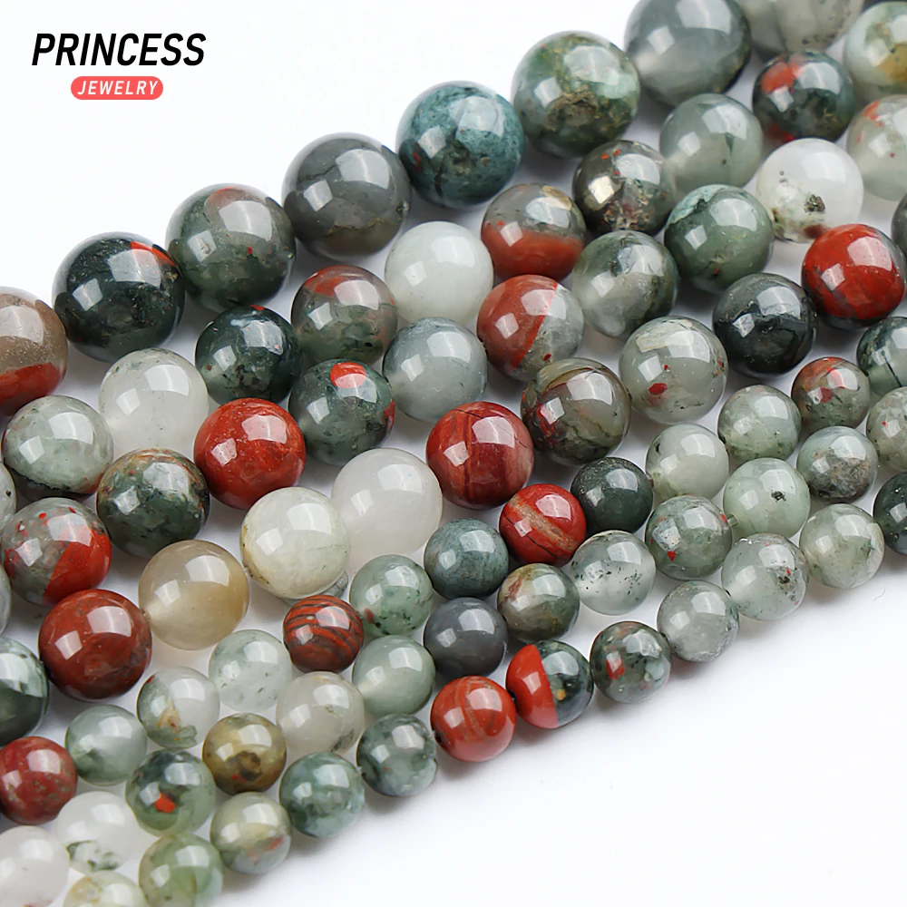 A ++ pierre de sang africaine naturelle jaspe perles en vrac pour la fabrication de bijoux bracelet à breloques collier accessoires de bricolage 4 6 8 10 12mm