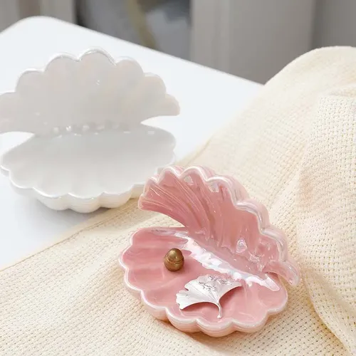 Plaque à bijoux en coquille en céramique, boucle d'oreille, plaque de rangement de bijoux, plaque d'exposition, coiffeuse, artisanat créatif pour la maison, petits ornements