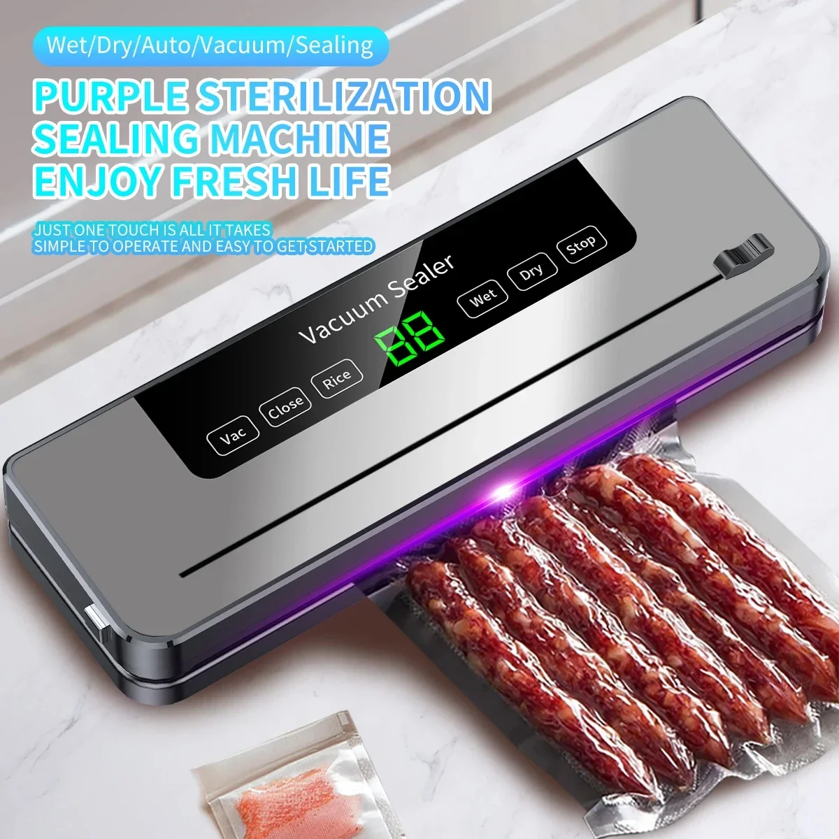Scelleuse sous vide électrique pour aliments secs/humides, emballage scellé, joint de stockage des aliments de cuisine, couteau de coupe intégré