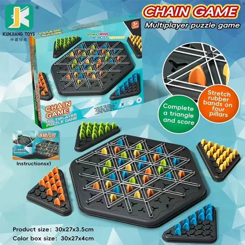Catena Qi Desktop Puzzle Gioco Catena Elastico Triangolo Scacchi Intelligenza per bambini Giocattolo Montessori Scacchi a catena genitore-figlio