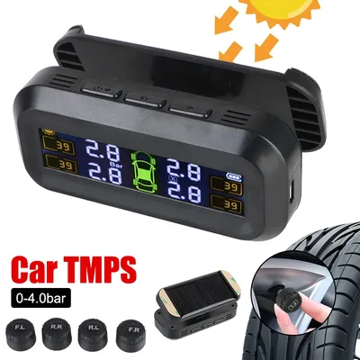 With 4 External Sensors Tire Pressure Monitoring System Solar TPMS Temperature Warning Fuel Save