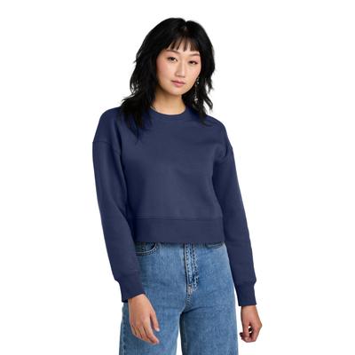 District DT1105 Women's Perfect Weight Fleece Cropped Crew in Tanzanite size XS | Cotton