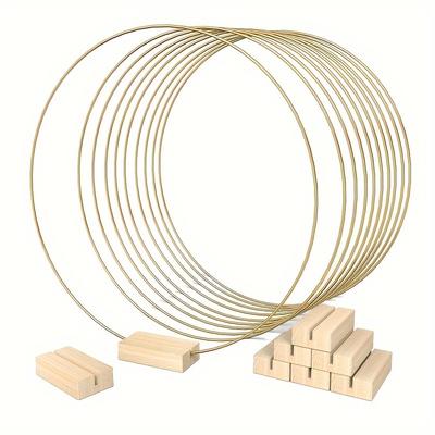 TEMU 10-pack 12-inch Metal Hoops With Wooden Clips - Centerpieces For Events & Decor,