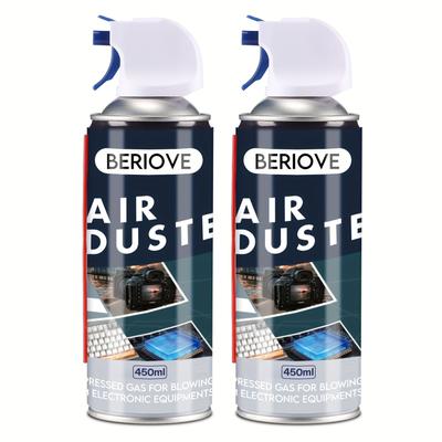 TEMU Compressed Air Duster Spray - Reusable Canned Cleaning Duster - Car Duster Air Blower - For Electronic Keyboard Computer - 2 Packs - 450ml (15.4oz) (e)