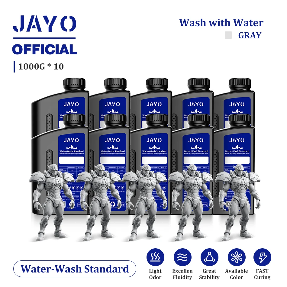 JAYO Water Wash 405 nm UV-Harz, 10 kg ABS wie 3D-Druckerharz, 405 nm UV-Standard, schnelles Photopolymerharz für LCD/DLP/SLA Image