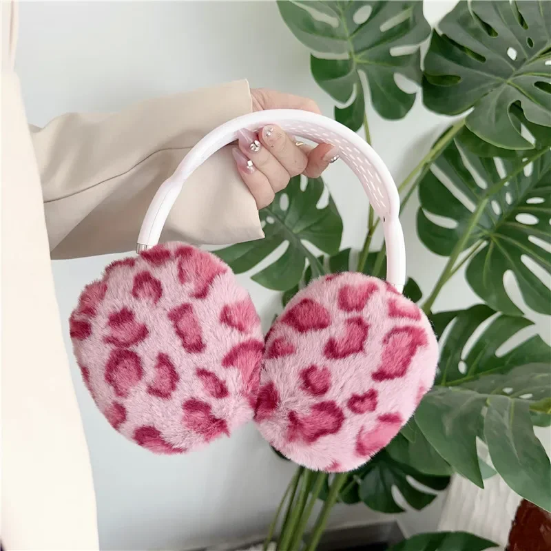 Für Airpods Max Drahtlose Kopfhörer Kopfhörer Zubehör Abdeckungen Luxus Leopard Print Fällen Flauschigen Plüsch Fell Weiche Schutzhülle Image