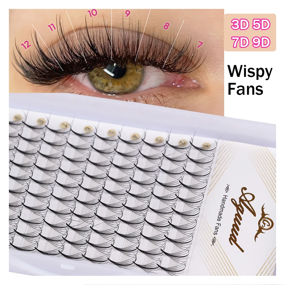 AGUUD 3D/5D/7D/9D Wispy Vorgefertigte Fächer Wimpernverlängerung Spitze Basis Promade Spike Fans Cluster Wimpern Russisches Volumen Wimpernverlängerung Image