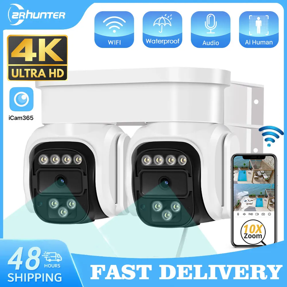 4k 8mp wifi ptz ip kamera 10x optischer zoom Dual-Screen-Outdoor-Überwachungs kamera Farbe Nachtsicht Auto Tracking icam365 Image