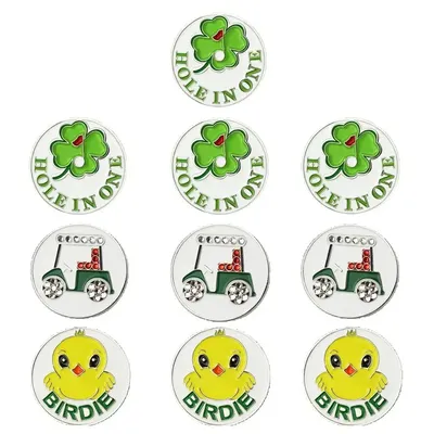 10 Pack Assorted Patterns Golf Ball Markers Fits All Magnetic Golf Tools Value Set Alloy Soft Enamel