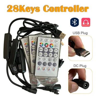 DC5-24V LED Bluetooth Music Controller 28Keys Remote With MIC Control WS2812B WS2811 SK6812