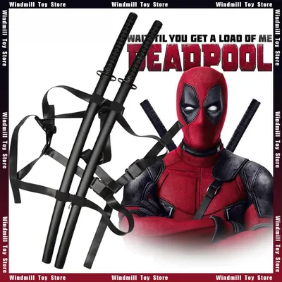 Deadpool Marvel New Mutants Super Hero Weapons Movies Comics Peripheral Wooden Samurai Sword katana