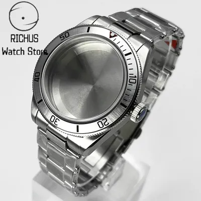 39mm Silver Watch Case Stainless Steel Folding Buckle Strap With Bezel Fit NH35 NH36 ETA2824 PT5000 Movement Watch Accessories