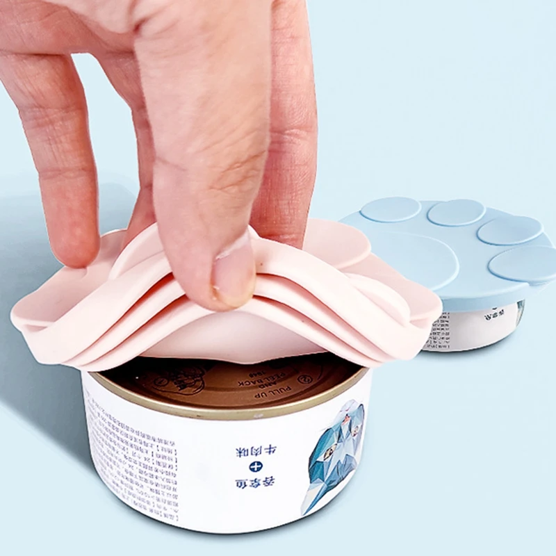 Couvercle en conserve en Silicone 3 en 1 réutilisable pour chien et chat, cuillère de scellage des aliments pour animaux de compagnie, couvercle de stockage des aliments frais, bol, accessoires pour