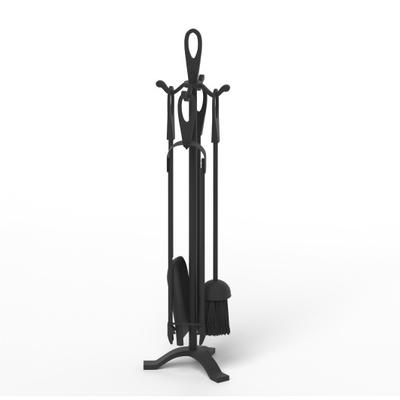 Costway 5 Pieces Fireplace Tool Set Fireplace Accessories with Poker-Black