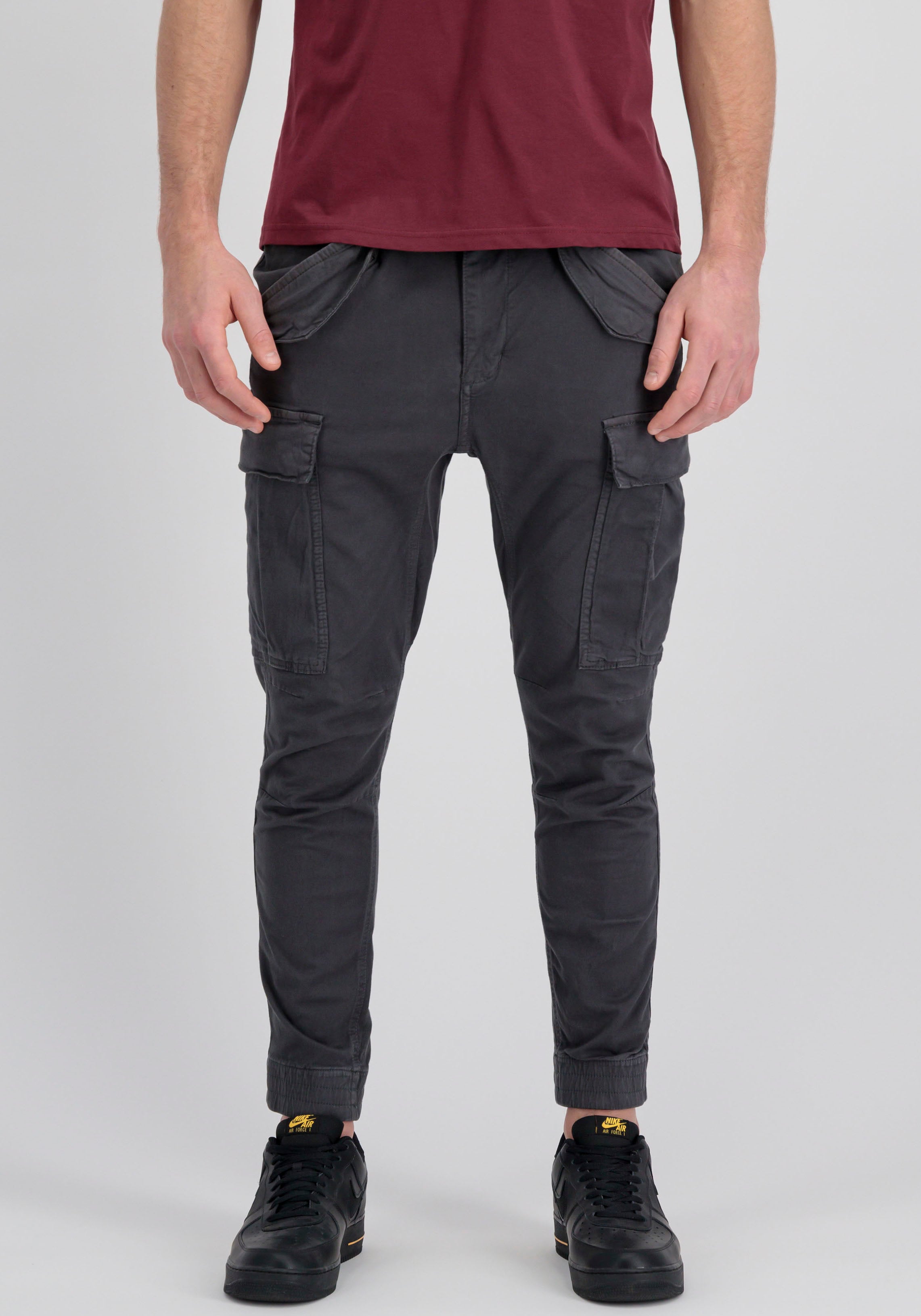 Cargohose ALPHA INDUSTRIES "Airman Pant", Damen, Gr. 32, N-Gr, grau (vintage grau), Web, Obermaterial: 98% Baumwolle, 2% Elasthan, unifarben, schmal normal, Hosen Cargohose