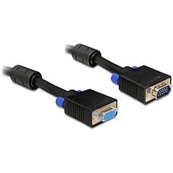 Delock 5m VGA Cable, 5 m, VGA (D-Sub), VGA (D-Sub), Schwarz, Männlich/Weiblich Image