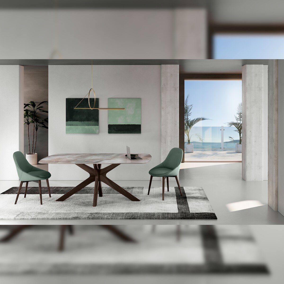 Stones Gemini - Fester Tisch (180 x 90 x 76 cm) aus Walnusskeramik Image