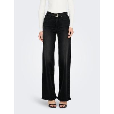 Weite Jeans ONLY "ONLMADISON BLUSH HW WIDE DNM CRO099 NOOS", Damen, Gr. XS (34), Länge 30, schwarz (washed schwarz), Den