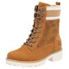Winterboots REMONTE "Elisabeth Hurley-Collection", Damen, Gr. 39, braun (hellbraun, sand), Leder, Lederimitat, Textil, casual, Schuhe, Schnürboots, Schnürstiefelette mit wasserabweisender TEX-Membran