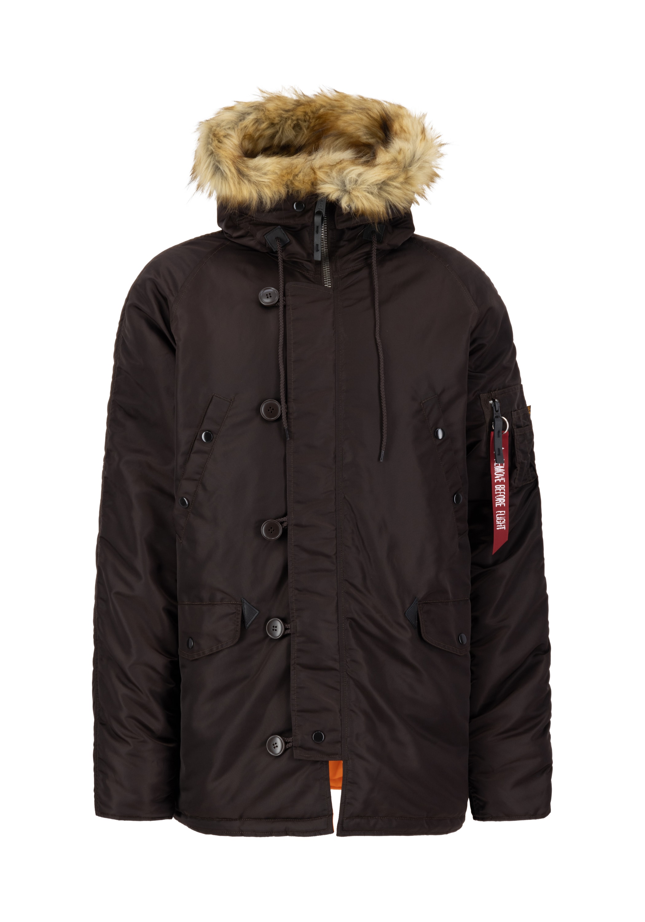 Winterjacke ALPHA INDUSTRIES "N-3B VF 59 Vintage Fit", Herren, Gr. S, braun (hunter braun), Obermaterial: 100% Nylon; Futter: 100% Nylon; Füllung: 100% Polyester, Jacken Winterjacke