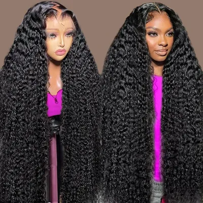 30 40Inch Deep Wave 13x4 Lace Frontal Wig 7x5 Glueless Human Hair Wig Brazilian 13x6 Water Curly HD