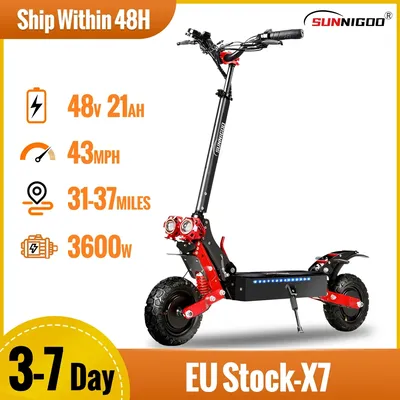 SUNNIGOO 3600W Dual Motor Electric Scooter Off Load 11Inch Scooter 48V 21Ah Max mileage 31-37MILES