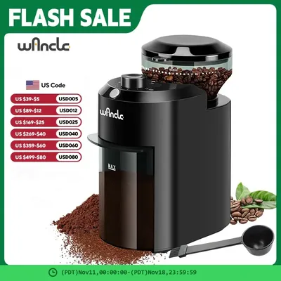 Wancle Electric Burr Coffee Grinder Adjustable Burr Mill Conical Coffee Bean Grinding with 28